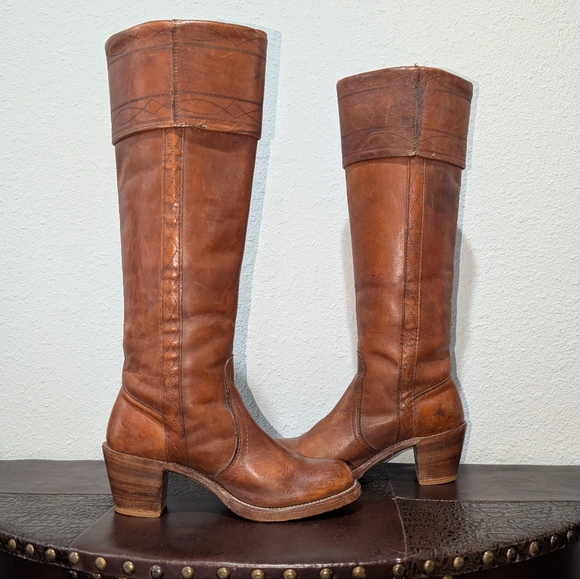 Frye Black Label Vintage Knee High Stitching Brown Western Riding Boot size 6 - Picture 14 of 16